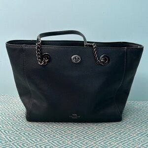 Coach Turnlock Chain Pebbled Tote
